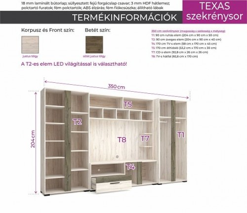 j Texas szekrnysor